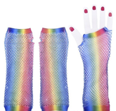 Buy RAINBOW FISHNET FINGERLESS LONG GLOVE in Bulk